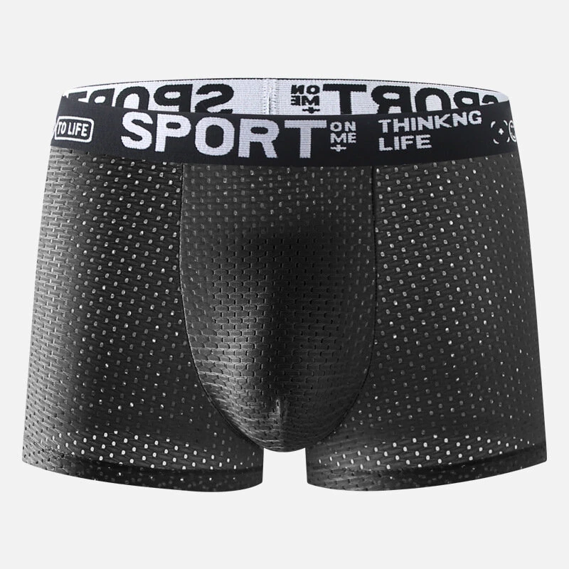 (image for) 4pcs Men's Ice Silk Cool Boxer Briefs, Mesh Breathable Soft Comfy Stretchy Boxer Trunks, Sports Trunks, Multicolor Men's Underwear