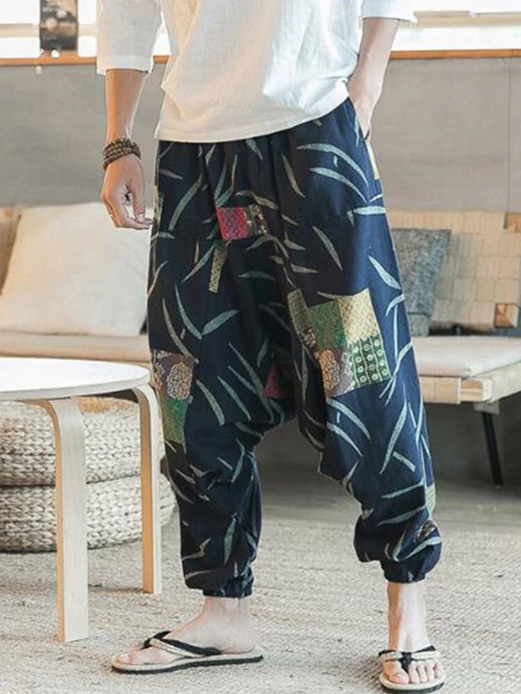 (image for) INCERUN Mens Pant Ethnic Pattern Printe Floral Harem Yoga Baggy Pants