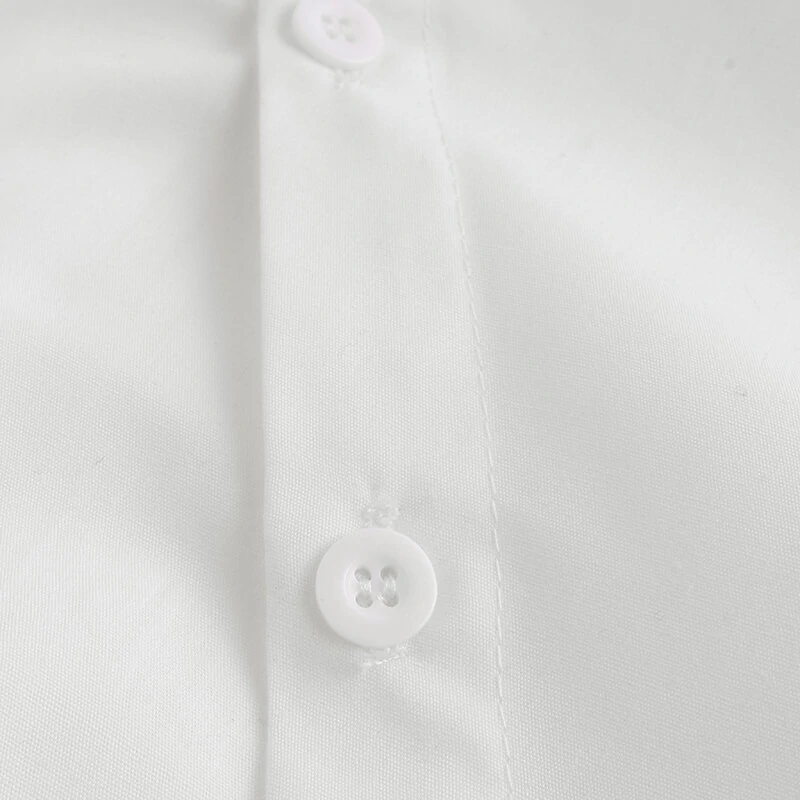 (image for) Men Solid Color Asymmetric Hem Long Sleeve Lapel Collar Shirt